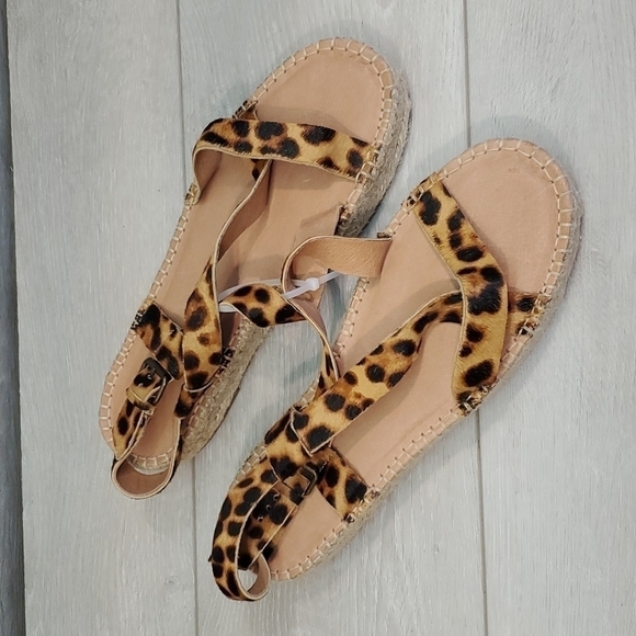 NEW Madewell The Malia Espadrille Leopard Calf Hair Sandals shoes sz 10M - Picture 6 of 16
